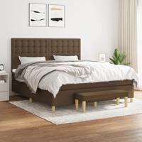 Boxspring met matras stof donkerbruin 180x200 cm