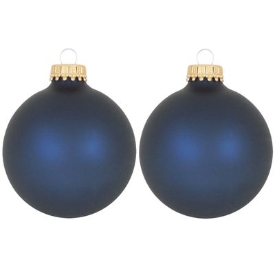 16x Midnight haze donkerblauwe glazen kerstballen mat 7 cm