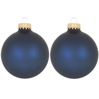 16x Midnight haze donkerblauwe glazen kerstballen mat 7 cm - thumbnail