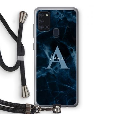 Midnight Marble: Samsung Galaxy A21s Transparant Hoesje met koord