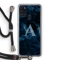 Midnight Marble: Samsung Galaxy A21s Transparant Hoesje met koord Midnight Marble: Samsung Galaxy A21s Transparant Hoesje met koord