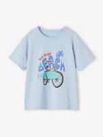 Jongensshirt met korte mouwen en grafisch ontwerp hemelsblauw - thumbnail