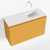 Toiletmeubel Mondiaz Olan | 80 cm | Meubelkleur Ocher | Lex wastafel Talc Rechts | Zonder kraangat
