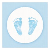20 stuks Servetten  baby voetjes print jongen blauw/wit 3-laags   -