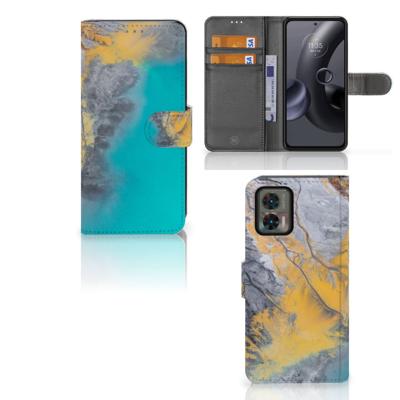 Motorola Edge 30 Neo | Bookcase | Marble Blue Gold