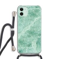 Groen marmer: iPhone 11 Transparant Hoesje met koord