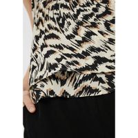 VERO MODA top VMPOEL van gerecycled polyester beige/zwart - thumbnail