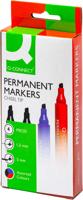 Q-CONNECT permanente marker, 2-5 mm, schuine punt, geassorteerde kleuren, etui van 4 stuks