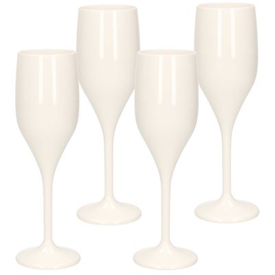 Set van 10x stuks champagne/prosecco flutes glazen wit 150 ml van onbreekbaar kunststof