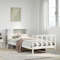 Bed met boekenkast zonder matras grenenhout wit 90x190 cm