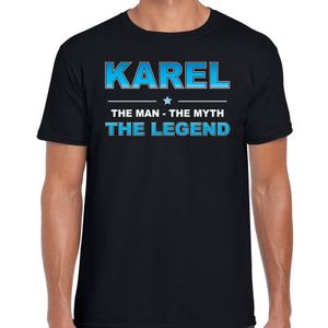 Naam cadeau t-shirt Karel - the legend zwart voor heren
