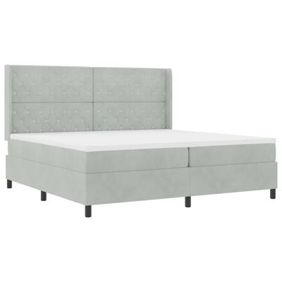 Boxspring bed met hoofdeinde Lichtgrijs 200 x 200 cm Fluweel