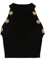 Balmain haut crop à boutons embossés - Noir