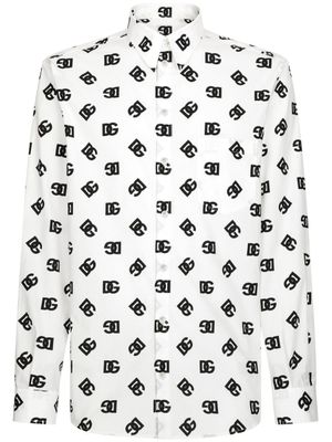 Dolce & Gabbana chemise en coton à logo DG imprimé - Blanc