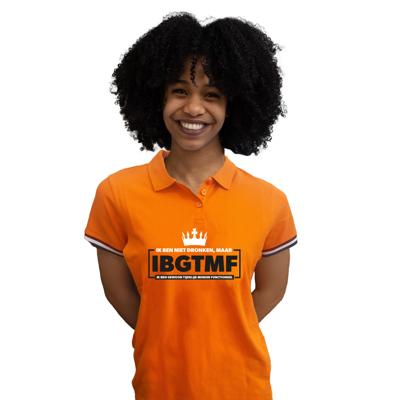 Koningsdag verkleed polo - ik ben niet dronken - oranje - dames