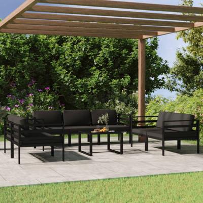 8-delige Loungeset met kussens aluminium antracietkleurig