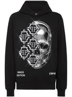 Philipp Plein hoodie en coton mélangé à logo imprimé - Noir