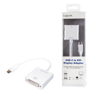LogiLink UA0245A USB / DVI Adapter [1x USB 3.2 Gen 2 stekker C (USB 3.1) - 1x DVI-bus 24+5-polig] Wit 14.00 cm
