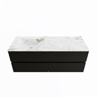 MONDIAZ VICA-DLUX 130cm badmeubel onderkast Urban 4 lades. Inbouw wastafel CLOUD links zonder kraangat, kleur Frappe.
