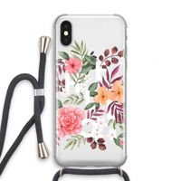 Hello in flowers: iPhone XS Transparant Hoesje met koord