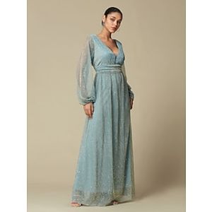 mode bruiloftsgast v-hals glitter maxi-jurk