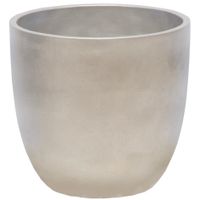 Plantenpot/bloempot - keramiek - zilver - bladmotief - D22.5 x H21 cm