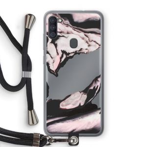 Roze stroom: Samsung Galaxy A11 Transparant Hoesje met koord