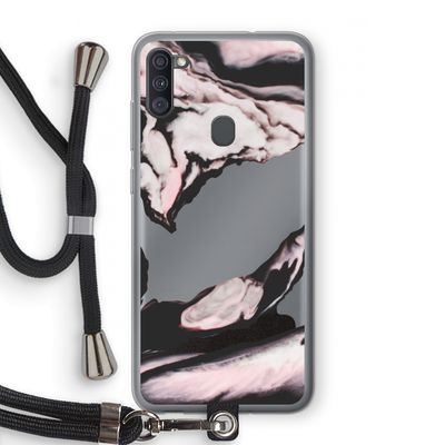 Roze stroom: Samsung Galaxy A11 Transparant Hoesje met koord
