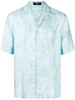 Versace chemise en soie à imprimé Barocco - Bleu