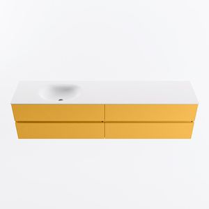 MONDIAZ VICA 200cm badmeubel onderkast Ocher 4 lades. Wastafel MOON links 1 kraangat, kleur Talc.