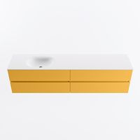 MONDIAZ VICA 200cm badmeubel onderkast Ocher 4 lades. Wastafel MOON links 1 kraangat, kleur Talc.
