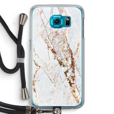 Goud marmer: Samsung Galaxy S6 Transparant Hoesje met koord
