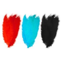 6x stuks grote veer/struisvogelveren 2x zwart 2x blauw en 2x rood van 50 cm - thumbnail