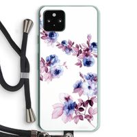 Waterverf bloemen: Pixel 5a 5G Transparant Hoesje met koord