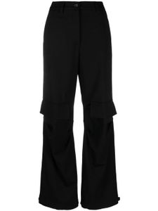 P.A.R.O.S.H. pantalon évasé en laine à poches cargo - Noir