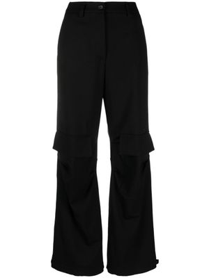 P.A.R.O.S.H. pantalon évasé en laine à poches cargo - Noir