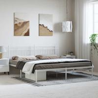Bedframe met hoofdbord metaal wit 183x213 cm
