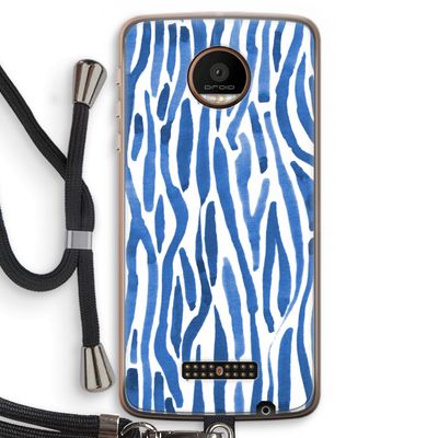 Blauwe nerven: Motorola Moto Z Force Transparant Hoesje met koord