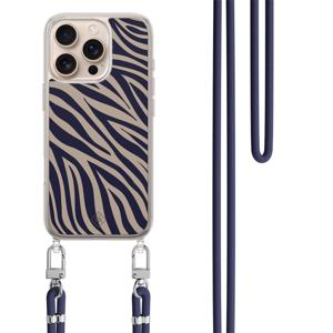 iPhone 16 Pro Max hoesje met donkerblauw koord - Wavy twist
