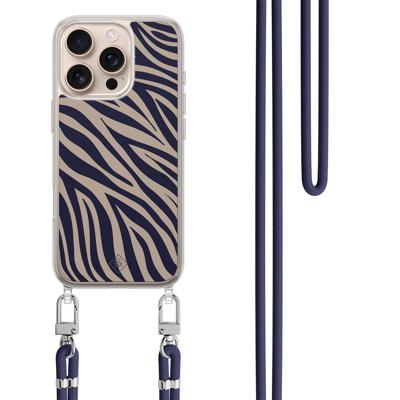 iPhone 16 Pro Max hoesje met donkerblauw koord - Wavy twist