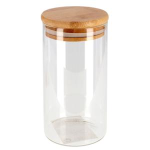 Gerimport Voorraadpot - 4x - glas - bamboe deksel - 1,3L - 27,5 cm