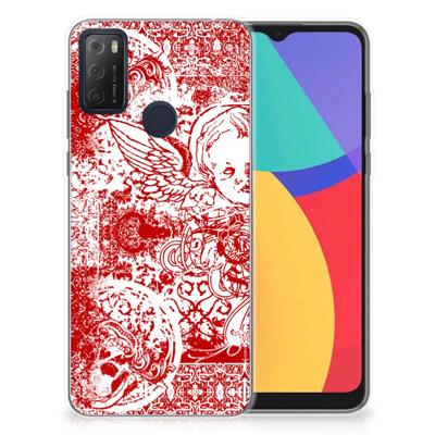 Silicone Back Case Alcatel 1S (2021) Angel Skull Rood