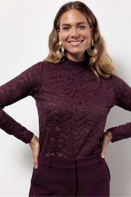 Studio Anneloes Reagan Lace Top 13362 T-shirt Lange Mouw 3800 Blackberry