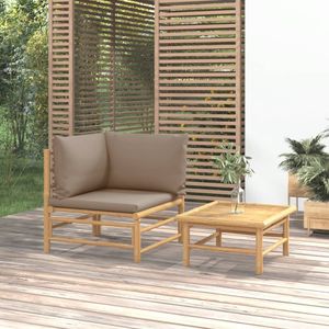 2-delige Loungeset met kussens bamboe taupe