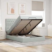 Ottoman bed met matrassen en LED's 140x200cm fluweel lichtgrijs