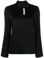 Victoria Beckham V-neck fringed satin blouse - Noir