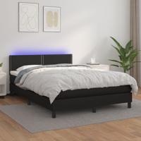 Boxspring met matras en LED kunstleer zwart 140x200 cm