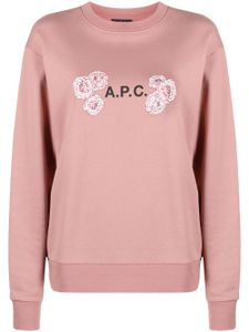 A.P.C. sweat en coton à logo imprimé - Rose