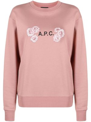 A.P.C. sweat en coton à logo imprimé - Rose