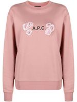 A.P.C. sweat en coton à logo imprimé - Rose